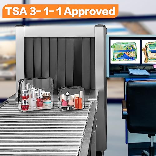 Haoguagua 3 Pieces Large Clear Travel Bags For Toiletries, Waterproof Clear Plastic Cosmetic Makeup Bags, Transparent Packing Organizer Storage Bags (Black) #TOP5