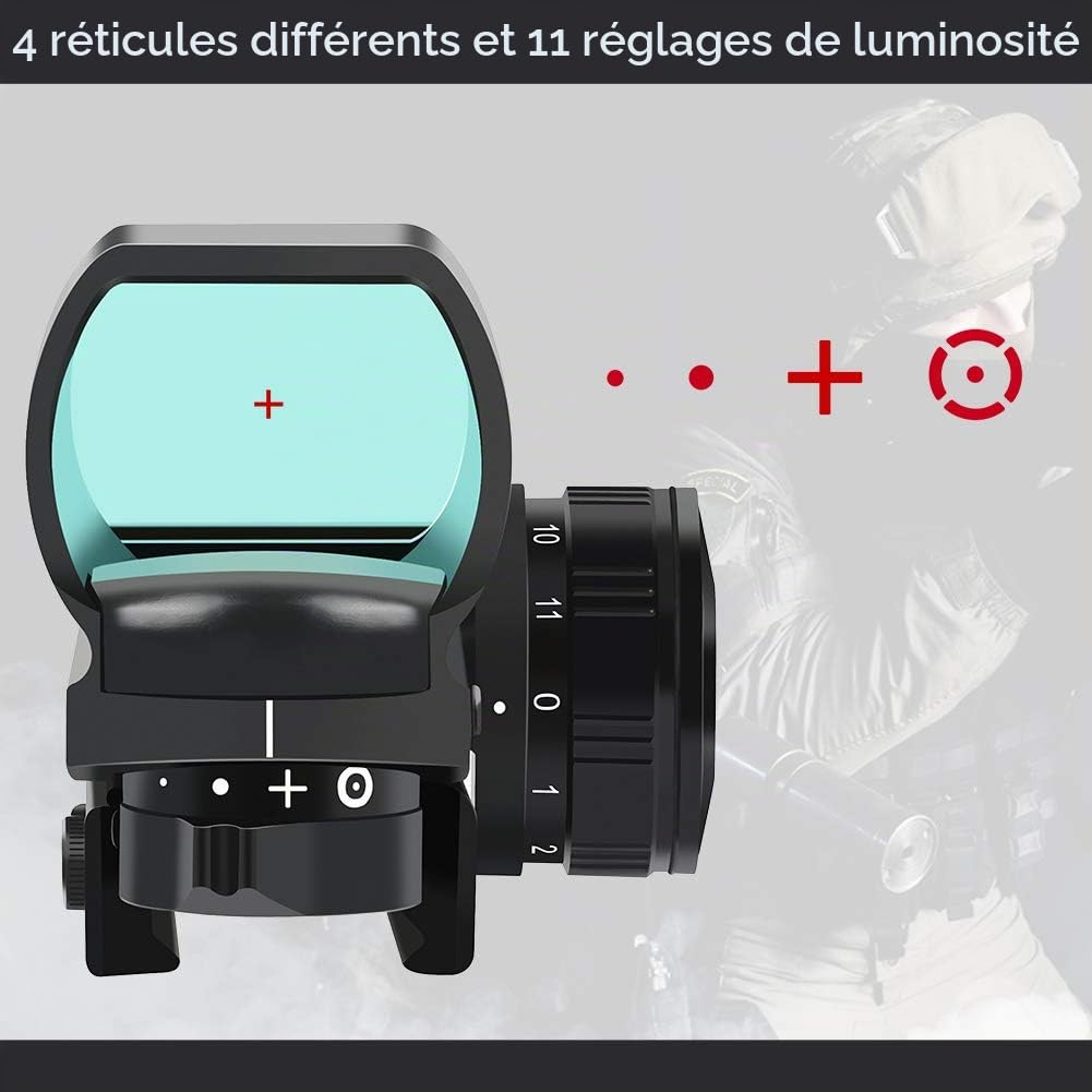Feyachi RS-25 Viseur Point Rouge avec 4 Réticule 11 Luminosité Réglages Tactique Viser Airsoft Étanche Viseur Optique avec 20mm/22mm Picatinny Montage sur Rail