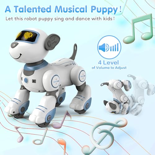 VATOS Roboter Hund Kinder Ferngesteuerter Spielzeug - Interaktiver Anfassen und Folgen Roboterhund mit 17 Funktionen, programmierbarer Tanz Musik RC Hund Roboter Spielzeug für Mädchen 3-12 Jahren