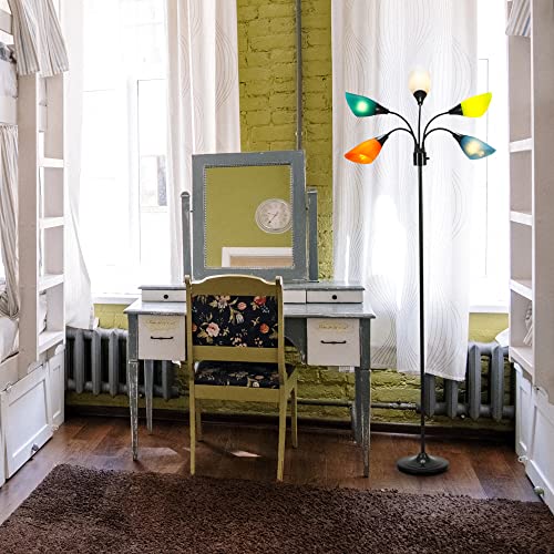 Catalina Lighting Medusa 5 Floor Lamp With Adjustable, Black Base With Colored Shades, 20744-000, 67.5" #TOP4