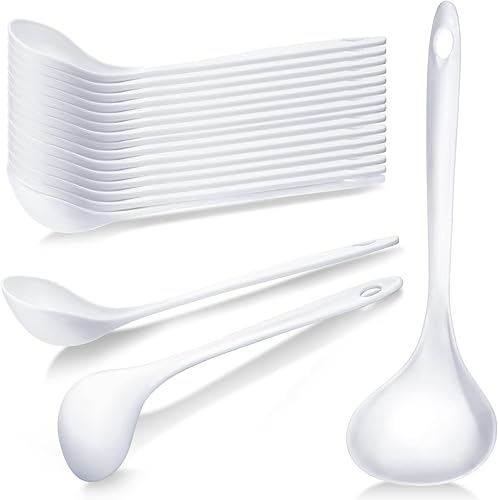 18 cucharas grandes de plástico desechables de alta resistencia para sopa de 9 x 28 pulgadas grandes cucharas reutilizables de peso pesado para