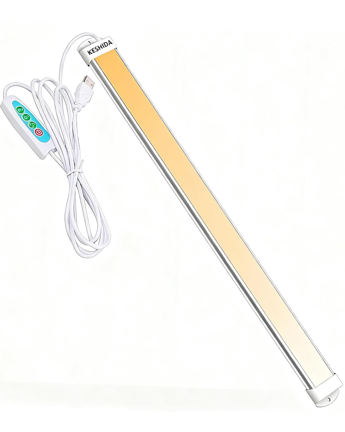 KESHIDA LED バーライト USB キッチン 蛍光灯 棚下 超高輝度 USB 5V 給電 50CM チューブライト 15W 消費電力 0.9cm 超薄型 電球色 昼白色 昼光色 三段階調色 無段階調光 3Mテープ/磁石付属 電気工事不要 取付簡単 目に優しい 省エネ 防災 節電対策 (50cm 調光調色)