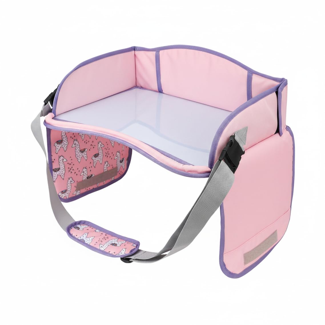 Vassoio da viaggio per seggiolino auto per bambini, Vassoio da viaggio per bambini con cinghie di sicurezza e tasche portaoggetti, seggiolino auto per disegno e intrattenimento in movimento