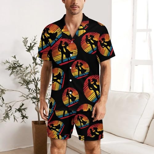 Salsa Dancing Dancer Vintage Mens Pajamas Set Short Sleeve Sleepwear Summer Pjs Sets 2 Piece Loungewear Nightwear2
