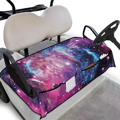 Darisoco Galaxy Golf Cart Towel Seat Covers Club Car Golf Cart Seat Covers with 4 Front Pockets Fits for Club Car and More 2 Person Seats Golf Carts