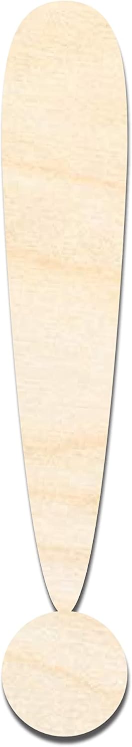 Unfinished Wood Exclamation Point Symbol Craft up to 46" DIY 16" / 3/4"