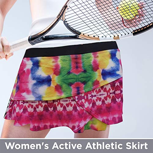 Xrszchic Womens Tennis Golf Skirt Athletic Exercise Printed Skorts Short Pocket (Colorful Tye Dye, Large) #TOP1