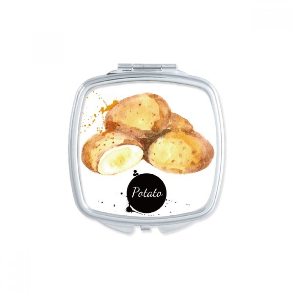 Miroir de poche compact carré aquarelle ananas pour retouches maquillage