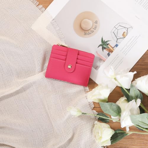 Image of GOIACII Small Women's Wallet Cute Credit Card Holder RFID Blocking Leather Billfold Fuchsia