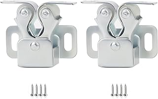 2 Pcs Double Roller Catch Cabinet Latches Sturdy Cold-Rolled Steel Easy Installation for Kitchen Cabinet Closet RV Bathroom Cupboard Office Furniture Drawer Silver