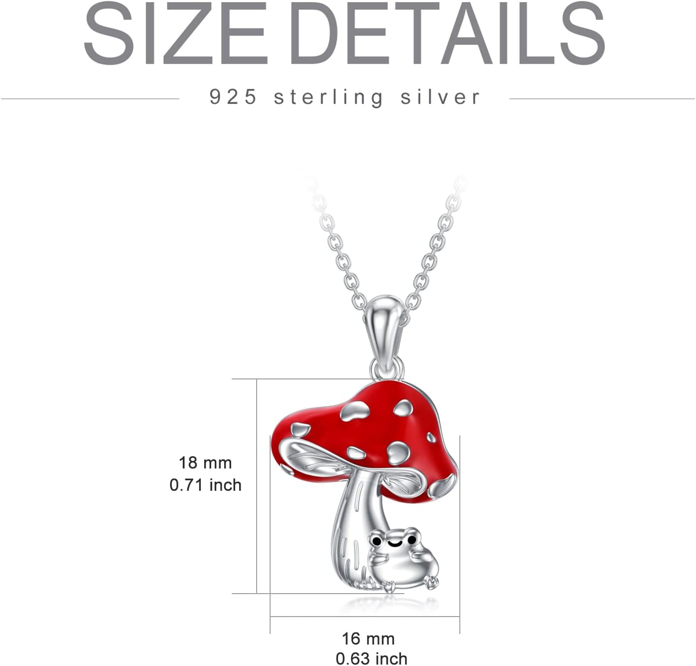 Mushroom Necklace 925 Sterling Silver Frog Mushroom Pendant Jewelry Gifts for Women Women (mushroom) - Image 6