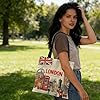 Canvas Tote Bag for London Souvenirs, Cotton Eco-Friendly Reusable Shopping Bags with Black Straps, British Gifts Souvenir Gifts from UK for Travel Memorial, Daily Errands, Commute & Casual Outings #2