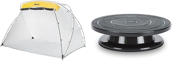 Wagner Spraytech C900038.M Large Spray Shelter, White, Yellow & C900086.M TurnTable for Paint Spraying 11 Diameter Round Platform to Hold Spraying Projects, Smooth Rotation