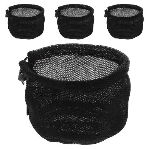 Lot de 4 sacs en filet à fond rond pliables et légers avec cordon de serrage pour le camping