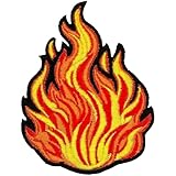 Flame Iron On Patch 3.5' - Embroidered Flames - Camping Traveler Girl Boy Scout Travel Applique - Appliques Iron On/Sew On Patches for Clothing, Jeans, Hat, Backpacks, Hats, Jackets, Clothes