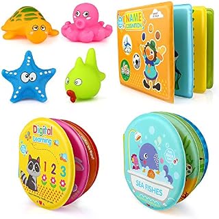 Growsland Baby Bath Toys 3 Pack Bath Books with Bath Squirt Toys Soft