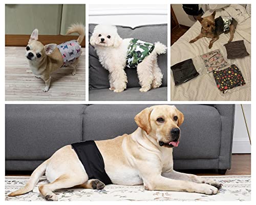 Washable Male Dog Diapers(6 Pack), Reusable Durable Male Dog Belly Bands (L-Waist 17.3~21.2Inch) #TOP4