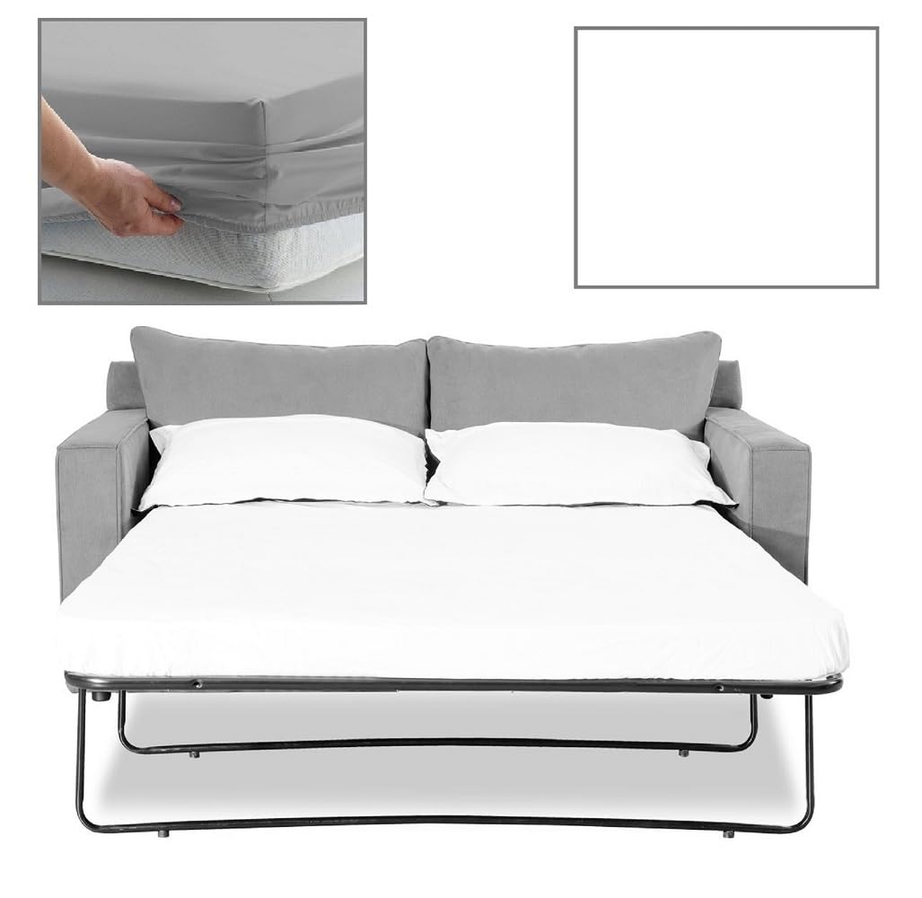 SOFA BED/PULL OUT BED FITTED SHEET 120cm x 180cm (47" x 71") OVER 20 COLOURS - 300 Thread Count Percale - Hand Made to Order (6") (White)