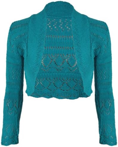 Purple Hanger New Ladies Long Sleeve Crochet Bolero Shrug Top