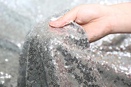 YONGDA-48 inch Round Silver Sequined Tablecloth can be Used for Parties, Weddings, banquets and Other Activities