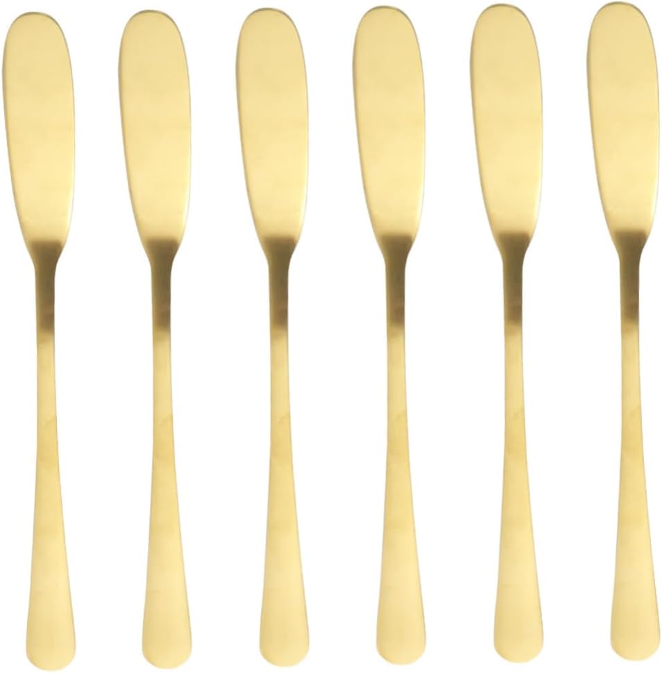 ABOOFAN 6-Piece 304 Stainless Steel Butter Spreader Set Multipurpose Kitchen Utensils for Spreading Cream Jam Cheese Sturdy Baking Tools for Pastry Decoration and Charcuterie Boards