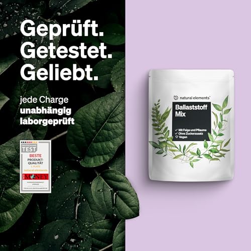natural elements Ballaststoff Mix – 600g – 9 natürliche Quellen – mit Inulin und Akazienfaser – vegan, ohne Zuckerzusatz (enthält von Natur aus Zucker) – in Deutschland produziert & laborgeprüft