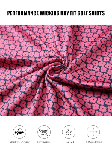 Mens Golf Polo Shirts Short Sleeve Print Performance Moisture Wicking Dry Fit Collared Golf Shirts for Men4