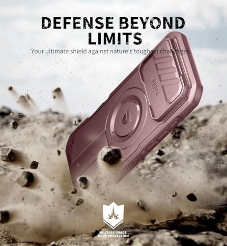 Image of Dexnor for iPhone 17 Air Case with Slide Camera Cover & Adjustable Kickstand & Built-in Screen Protector, Compatible Wireless Charging,Rugged Cases Heavy-Duty Magnetic Protective Cover,Maroon Red