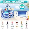 WACCET Strandtasche XXL Familie, Große Wasserdichte Strandtasche Damen mit Reißverschluss, Faltbare Leichte Badetasche Damen mit Mehreren Taschen Beach Bag Tote Bag für Strand, Reisen, Urlaub, Pool. #2