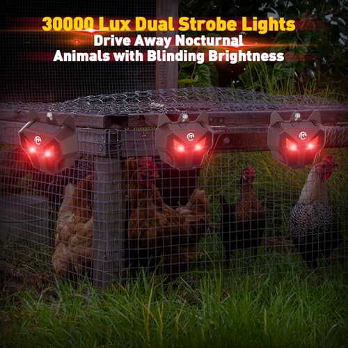 X-PEST Solar Nocturnal Animal Repeller with Red LED Flashing Lights – Effective Coyote, Raccoon, Skunk, Deer & Hawk Deterrent – Waterproof Predator Lights for Yards, Gardens & Chicken Coops - Image 4