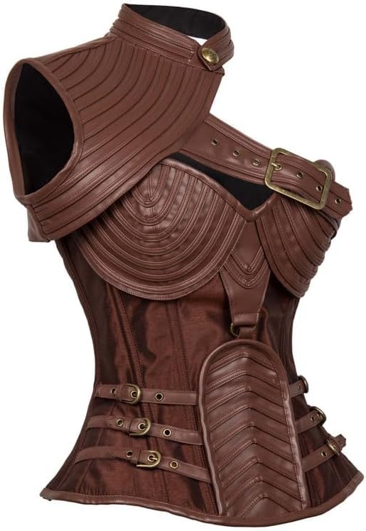 Moonight Steampunk Corset for Women Overbust Leather Gothic Steel Boned Pirate Corset Outfit - Image 4