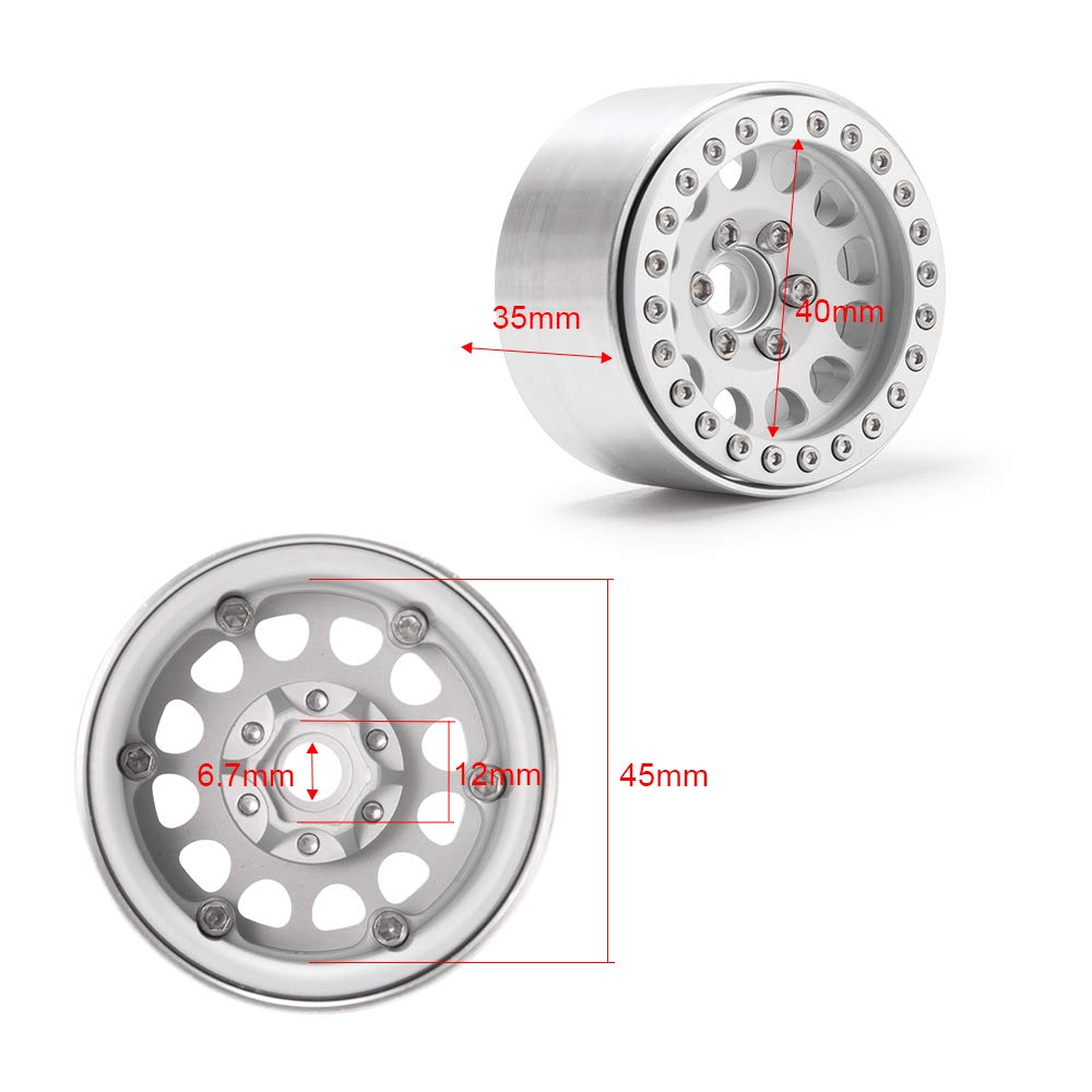 4 Cerchi Cerchi Ruota CNC 1.9" Per RC Cingolati 1:10 - Compatibili Con SCX10, D90, TRX-4, In Metallo Nero Ruote Per Crawler RC Scala 1:10 - Foto 5