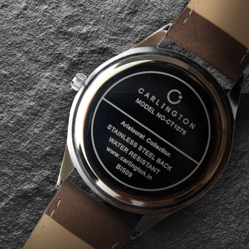 Image of Carlington Aristocrat Series Analog Date Watches for Men with Premium Leather Strap - CT 1076