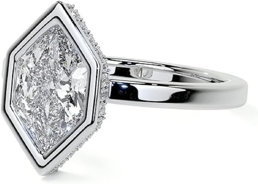 1CT-5CT Dutch Marquise Cut Moissanite Ring Bezel Hidden Halo Diamond Engagement Rings For Women Wedding Bridal Set Solitaire 925 Silver Solid Gold Gift For Her