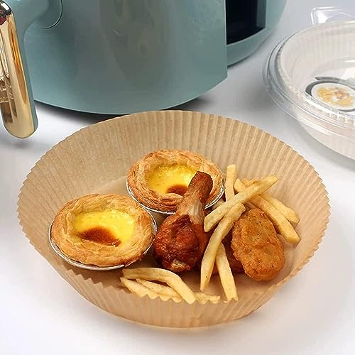 Image of Marve Airfryer Papers Disposable, 100PCS Non-Stick Parchment Paper, Air Fryer Liners for 5-8QT Air Fryer, Baking, Roasting Microwave (8 Inch Square) (Round Fryer with Brush)