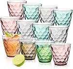 Lawei 12 Pack Plastic Water Tumblers, 10 Oz Unbreakable Premium Drinking Glasses, Stackable Acrylic Reusable Juice Wine Cups for Dinner, Home, Restaurants, BPA Free