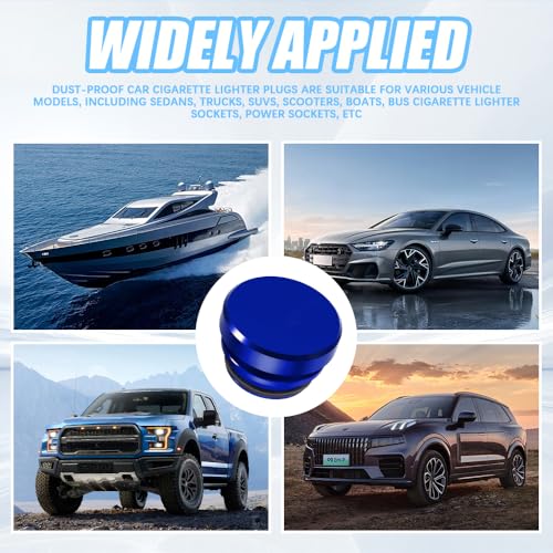 Image of Car Cigarette Lighter Plug Cover, Car Cigarette Lighter Dust Covers, Aluminum Alloy Cigarette Lighter Socket Cover Cap, Waterproof Plug Decoration Cover for Most Cars SUVs Trucks