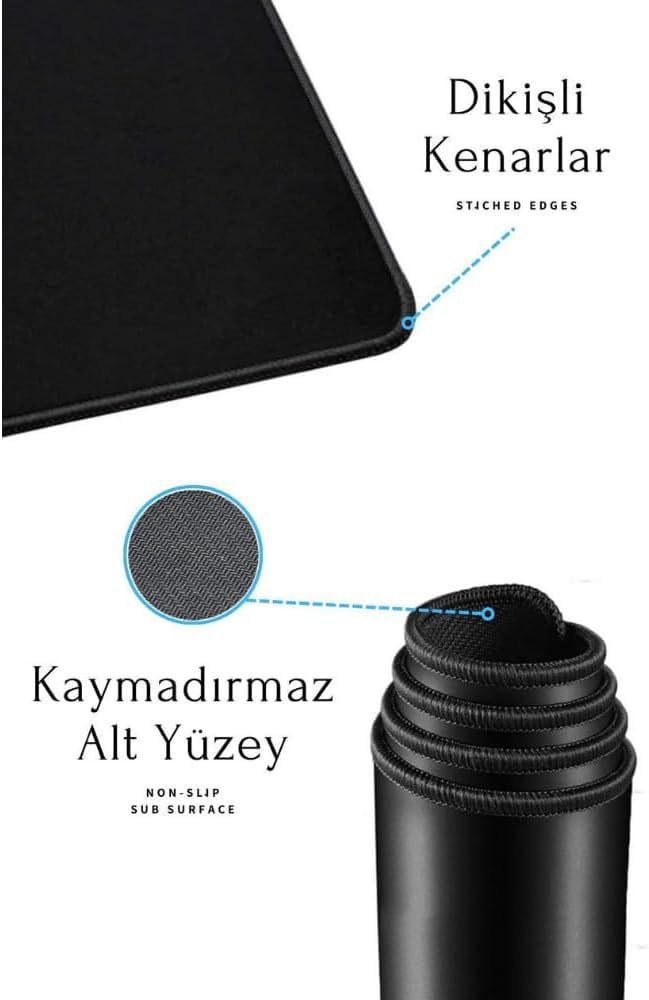 Oyuncu Gamer Mouse Pad,Fare altlığı,Kenar Dikişli masa pedi,Kaymaz Taban,Ofis Tipi 30X25 Cm Small