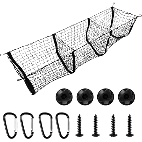 Zenicham Removable Pocket Universal Elastic Mesh Net Trunk Bag,Truck Heavy Duty Cargo Net Organizer for Pickup Truck Ford F-Series/Dodge Ram/GMC/Chevrolet Silverado/Toyota/Honda（53" x 11.8"） Cover