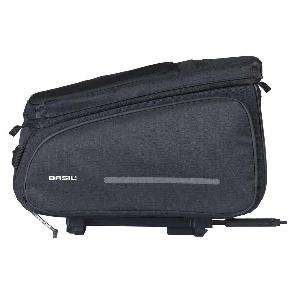 Basil Move Gepäckträgertasche MIK - 10-26L, Schwarz, Wasserabweisend, Nachhaltig aus recyceltem Polyester, Inkl. abschließbarer MIK-Adapterplatte