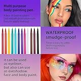 12 PCS UV Neon Liquid Eyeliner Set,Fluorescent Waterproof & Smudge-proof Matte Face Paint Pens,Highly Pigmented Glow in Dark Eyeliner for Wedding,Festival,Party Makeup,Colored Eye/liner Pen(12 Colour) - Image 3
