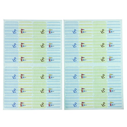 ゆにねーむ 洗濯 タグ に貼る シール マリン 24ピース×2シート UN-267