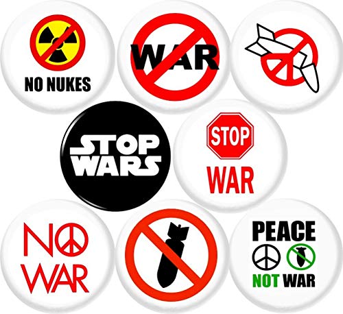 NO WAR 8 NEW 1" inch (25mm) pin button badge anti no nukes bombs ...