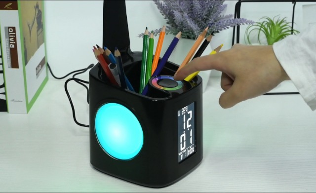 LED Desk Lamp With Clock, Color Changing Nightlight, Study Lamp With - View #11