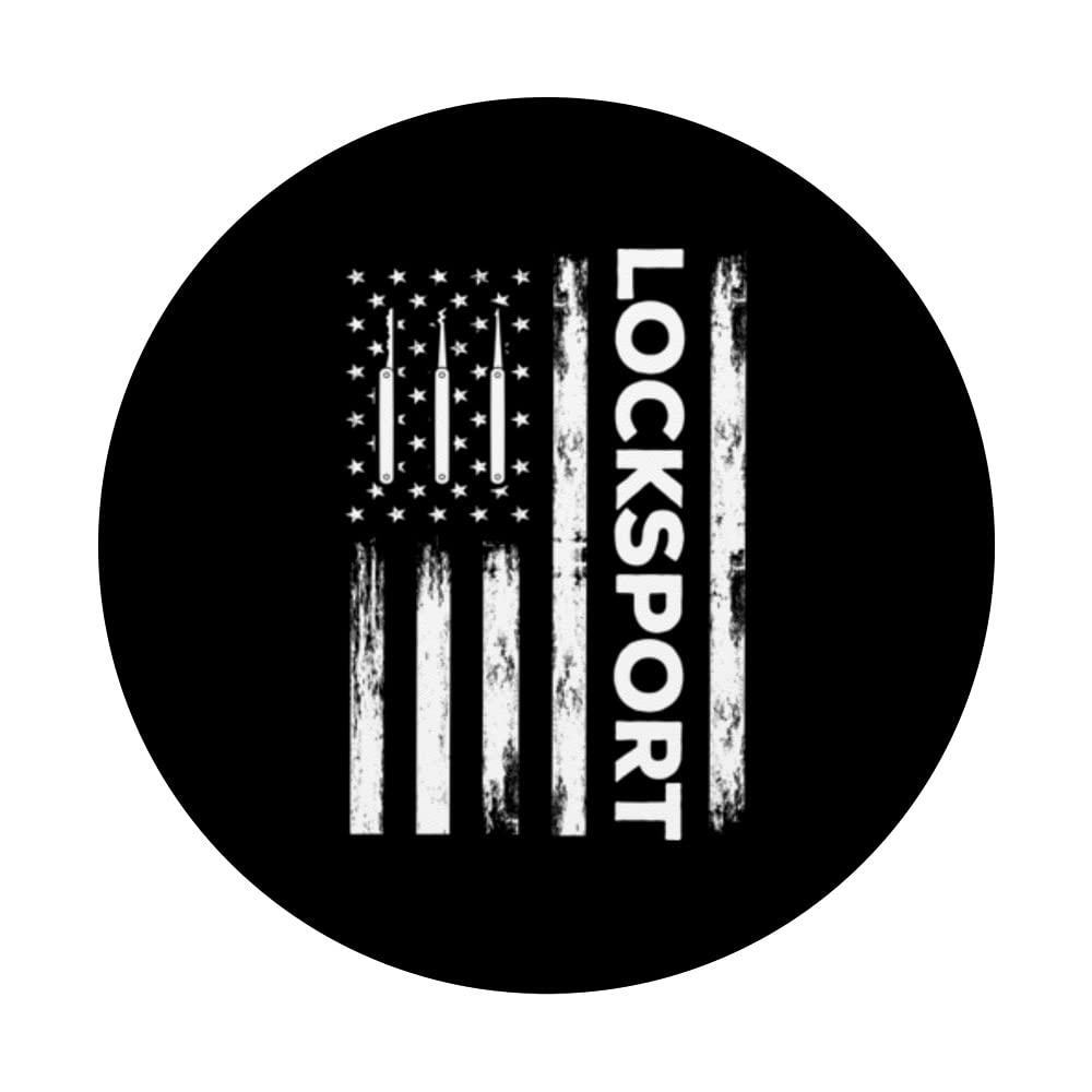USA Locksport Design For Locksmith Locksmithing USA Flag PopSockets Swappable PopGrip, Black - Image 3