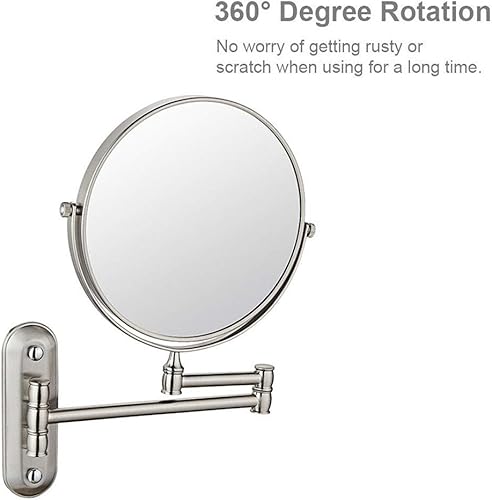 Miniatura 2 de Yu Ru Espejo de pared para baño, espejo de maquillaje montado en la pared, espejo de tocador de baño de doble cara de 8 pulgadas con aumento, brazo