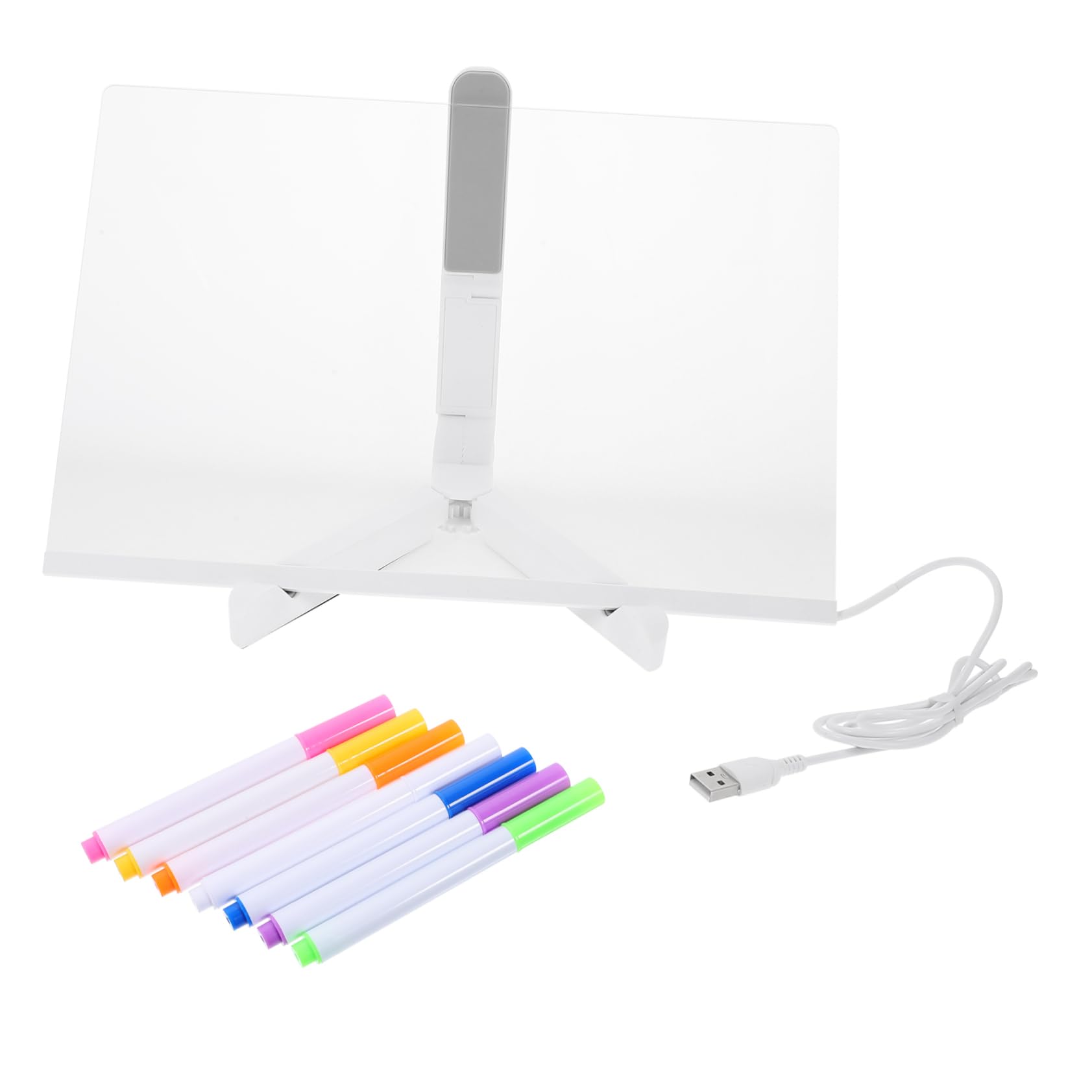 HOMSFOU Lavagnetta Memo in Acrilico USB Luminosa, Stabile da Scrivania, per Ufficio e Feste, Bacheca Trasparente per Appunti