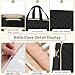 PUGPIU Bible Cover Case for Women, Large Quilted Bible Bag with Shoulder Strap and Handle, Bible Study Supplies Journaling Kit with Highlighters Pens No Bleed Tabs Notebook Cross Clips (Black)