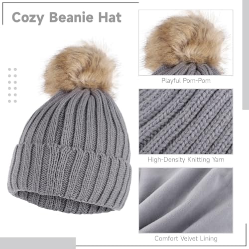 Cozy Women'S Winter Set: Beanie With Velvet Lining, Loop Scarf, And Touchscreen Gloves3