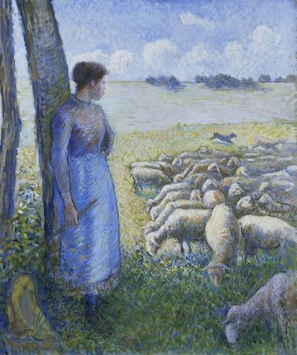 Art Tableau Bergère et mouton de Pissarro pour créer une ambiance bucolique et chaleureuse